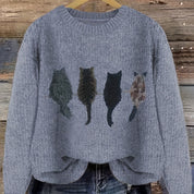 Agnete Lindholm | Grov strikket sweater med kattesilhuetter