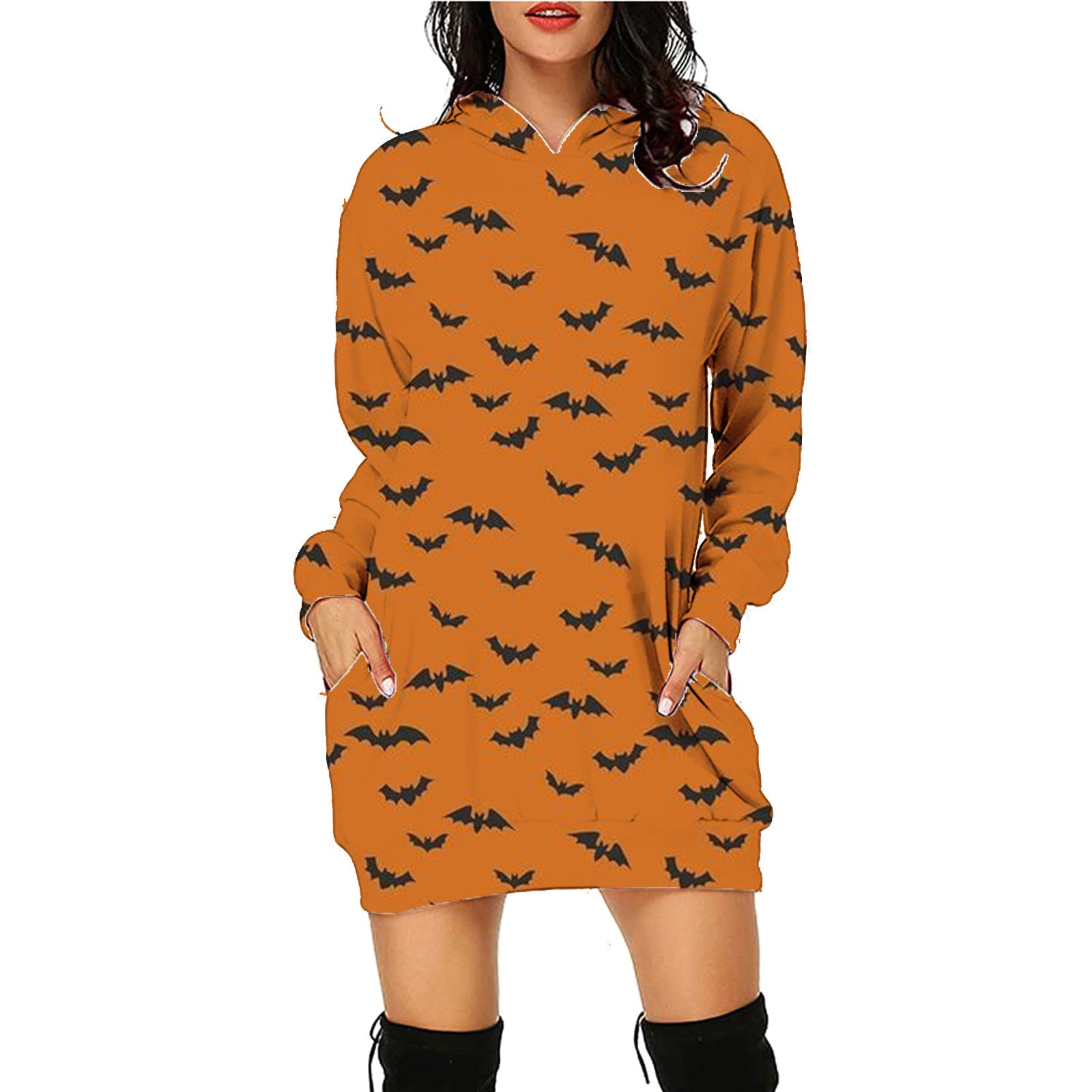 Dámské halloweenské mikinové šaty Midnight Bat | s lebkou