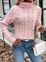 Lise Bonde | Pullover mit Zopfmuster und Rollkragen in Rot