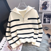Ellen Fogh | Oversize pruhovaný svetr s límcem na zip