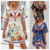 Camille Vásquez | Mini-bohemekjole med blomsterprint til kvinder