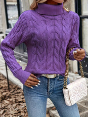 Lise Bonde | Pullover mit Zopfmuster und Rollkragen in Rot