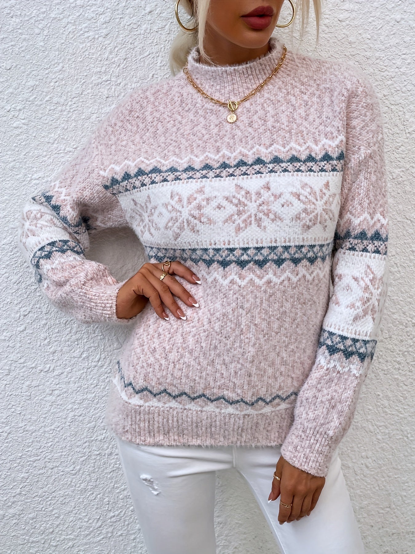 Christina Ravn | Schneeflockenpullover mit hohem Kragen