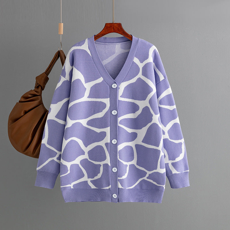 Rikke Overgaard | Jacquard-Strickjacke mit grafischem Muster in Oversize-Passform