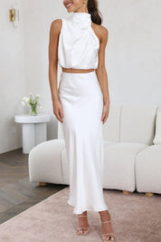 Noémie Delisle | Satinsæt med cropped top og maxi nederdel