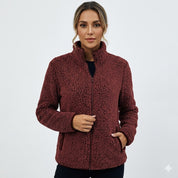 Roseline Ashworth | Fleece Cardigan Jacket in Burgundy