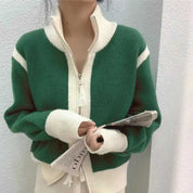 Trine Hoffmann | Green knitted cardigan with zipper