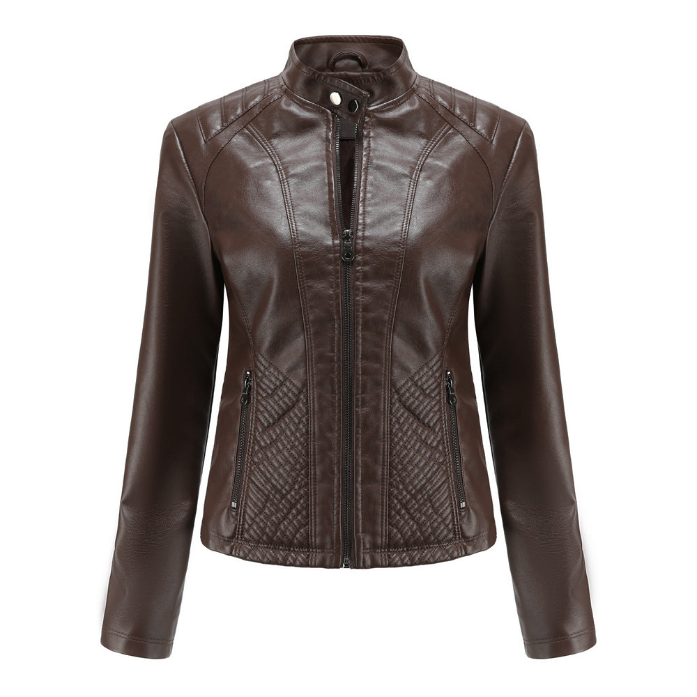 Vibeke Christensen | Cognac Leather Jacket with Zipper for Women