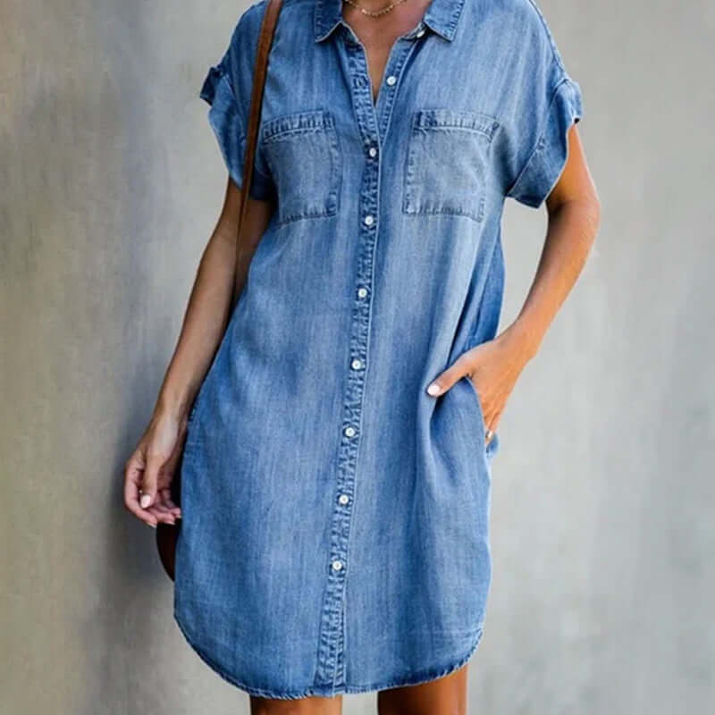 Valentina Moreau | Denim skjortekjole i mini-længde til kvinder