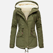 Karen Jensen | Quilted parka jacket with hood in army green