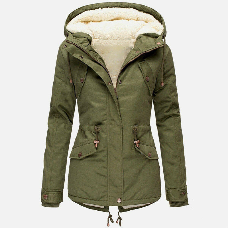 Karen Jensen | Quilted parka jacket with hood in army green