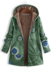 Bettina Storgaard | Hooded jakke med etnisk print og plysfor