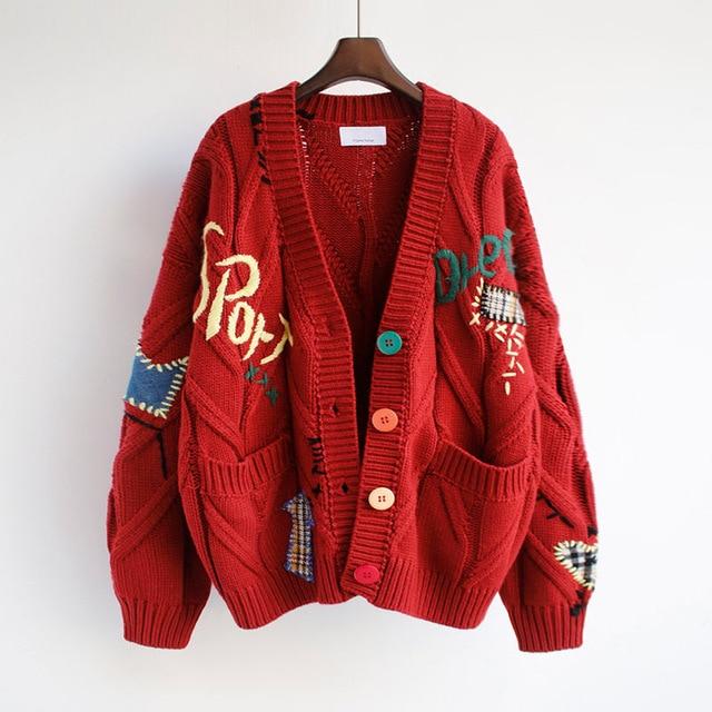 Lise Bang | Oversize cardigan med farverige knapper