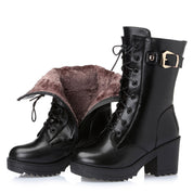 Nanna Thomsen | Dámské zimní boty se šněrováním a blokovým podpatkem