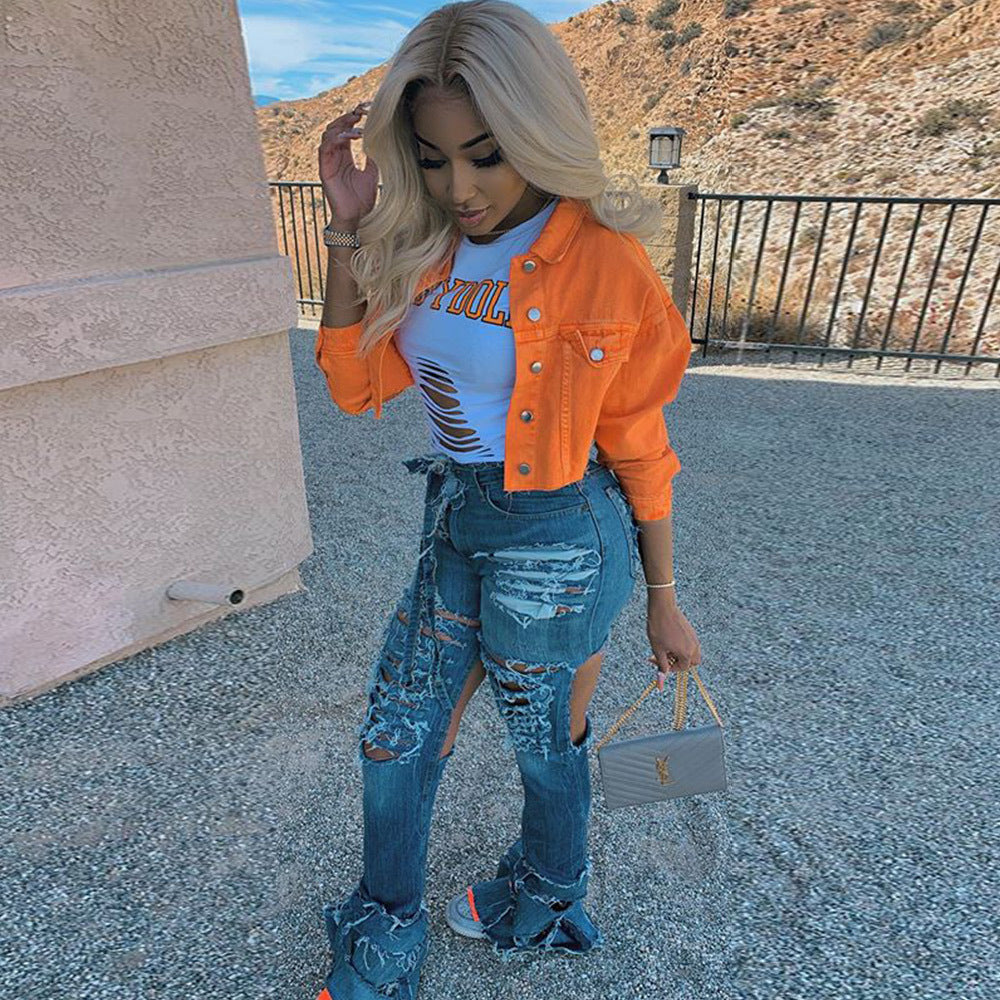 Louise Krogh | Cropped Denimjakke med Statement-knapper