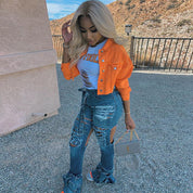 Louise Krogh | Cropped Denimjakke med Statement-knapper