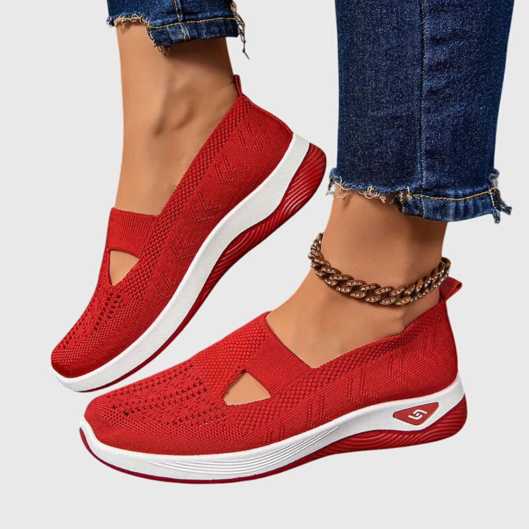 Elena Moretti | Åndbare slip-on sneakers i let strikdesign