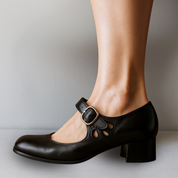 Olivia Castellucci | Mary Jane-sandaler i sort læder med spænde