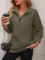 Madeleine Larsson | Sweatshirt med lynlås og hængende skulder til kvinder