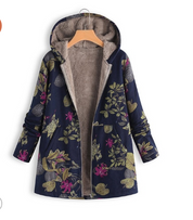 Bettina Storgaard | Hooded jakke med etnisk print og plysfor