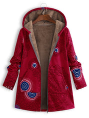 Bettina Storgaard | Hooded jakke med etnisk print og plysfor