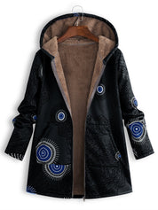 Bettina Storgaard | Hooded jakke med etnisk print og plysfor