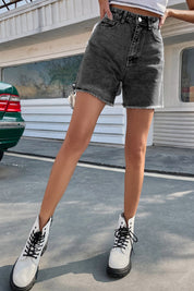 Zara Costello | High-Waist Denim Shorts med Rå Kant