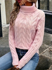 Lise Bonde | Pullover mit Zopfmuster und Rollkragen in Rot