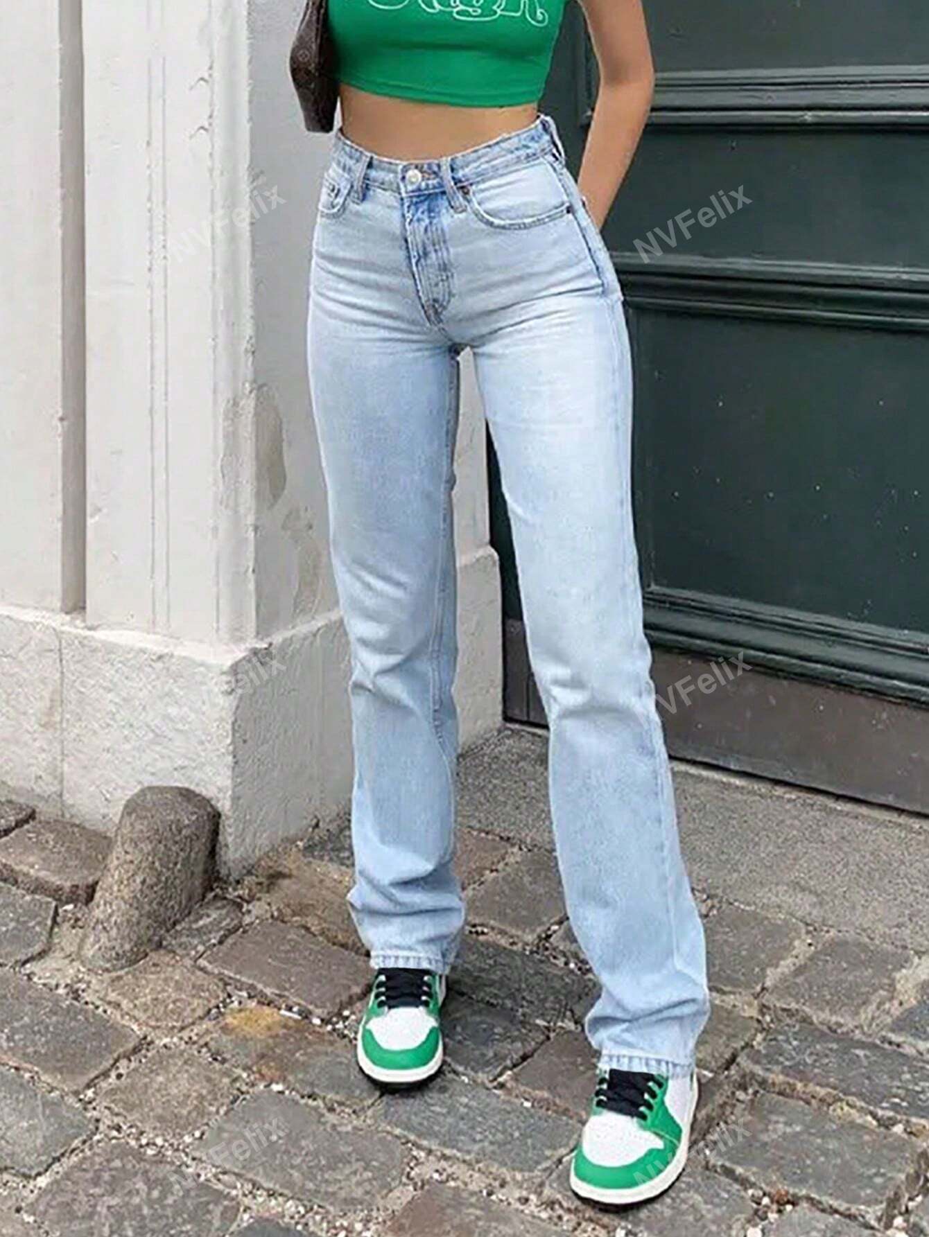 Adriana Sorensen | Højtaljede straight-leg jeans i lys vask