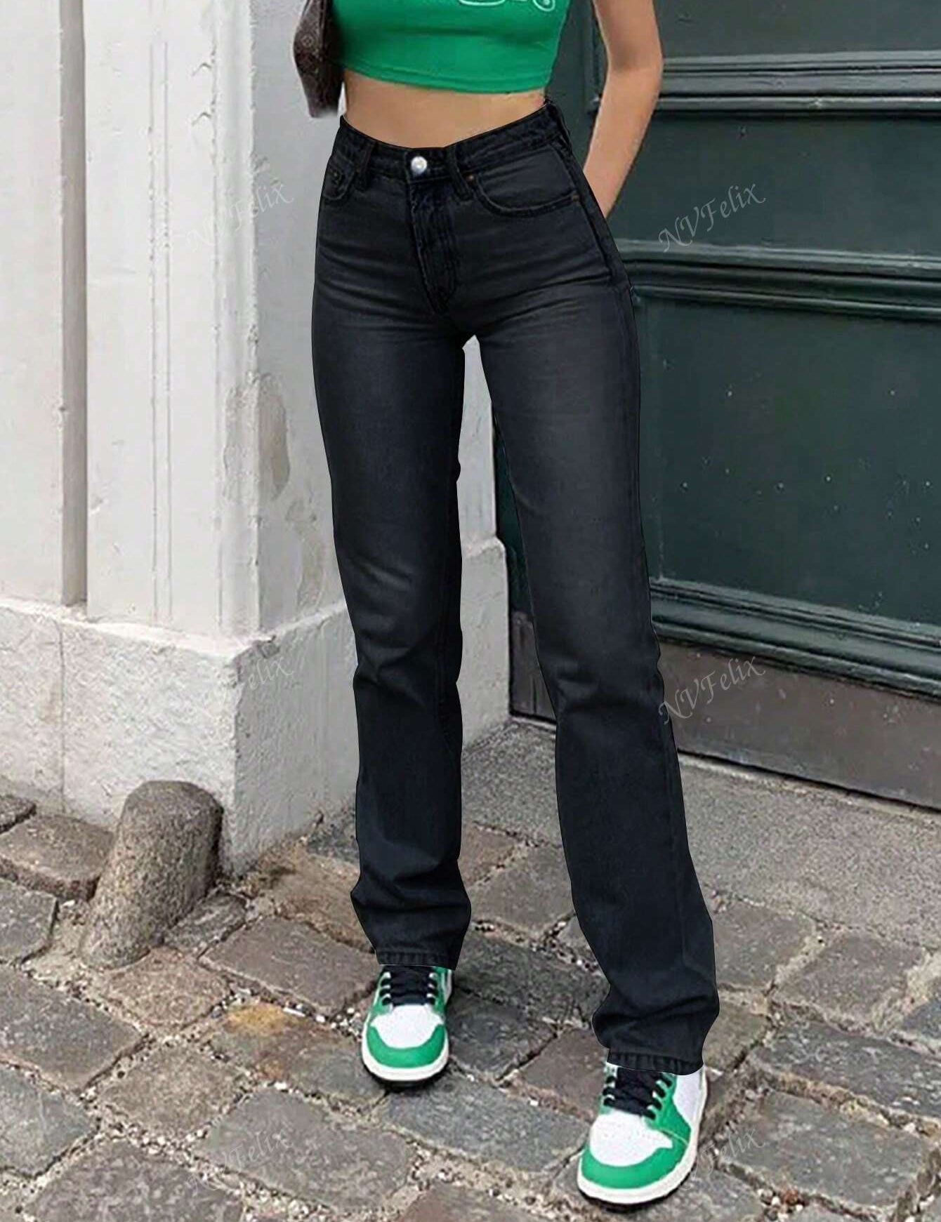 Adriana Sorensen | Højtaljede straight-leg jeans i lys vask