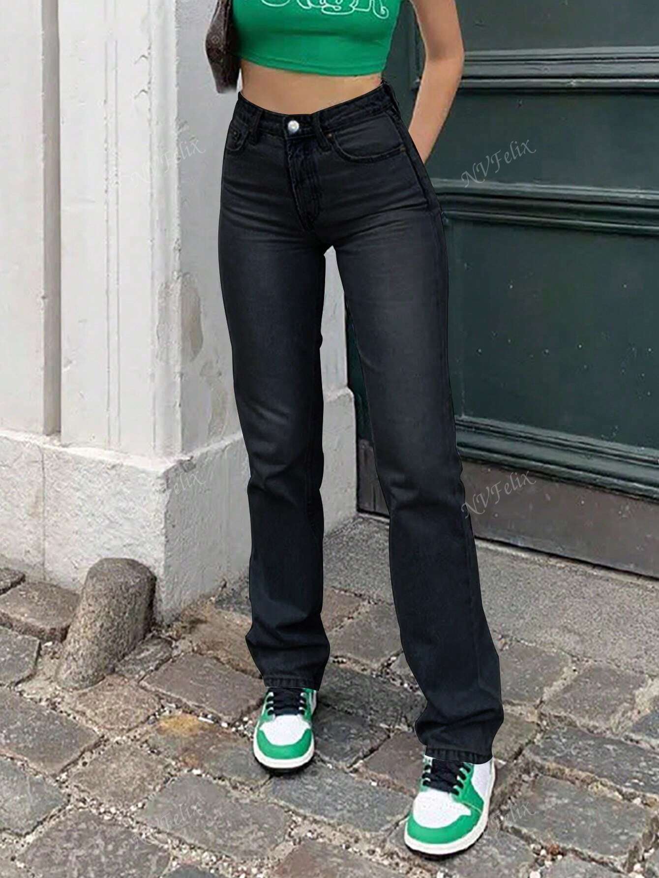 Adriana Sorensen | Højtaljede straight-leg jeans i lys vask