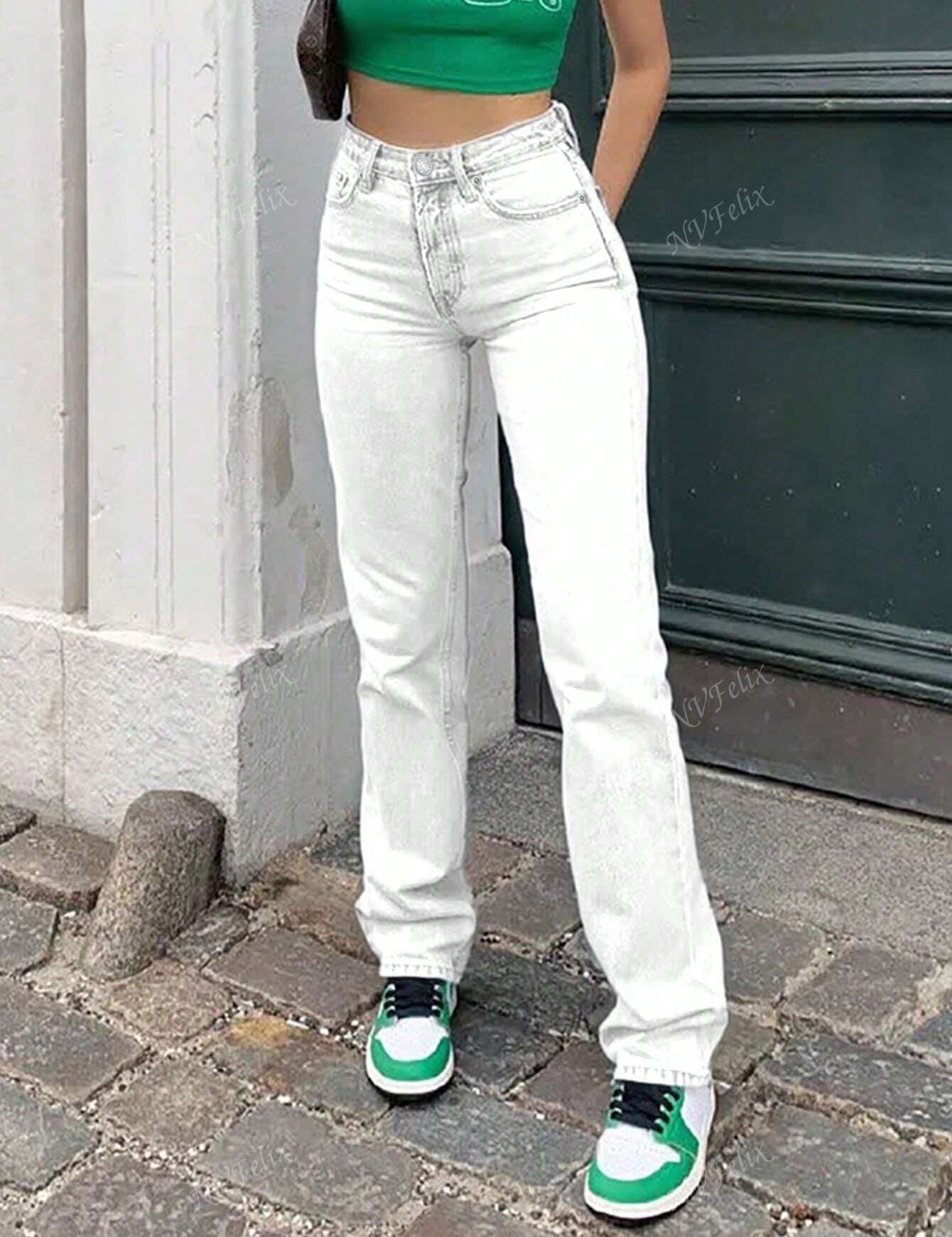 Adriana Sorensen | Højtaljede straight-leg jeans i lys vask
