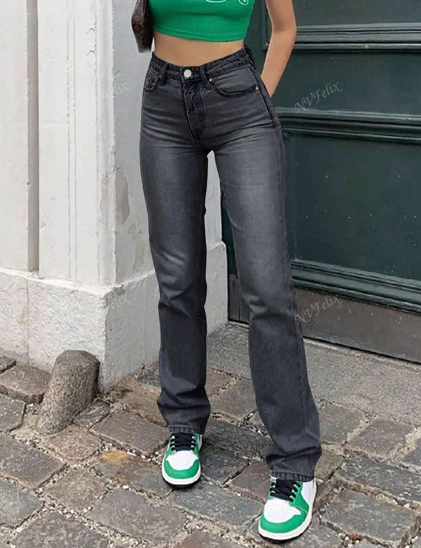 Adriana Sorensen | Højtaljede straight-leg jeans i lys vask