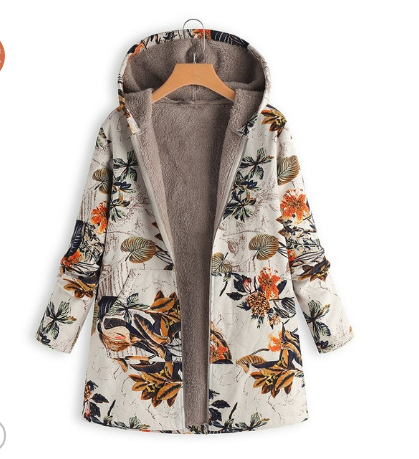 Bettina Storgaard | Hooded jakke med etnisk print og plysfor