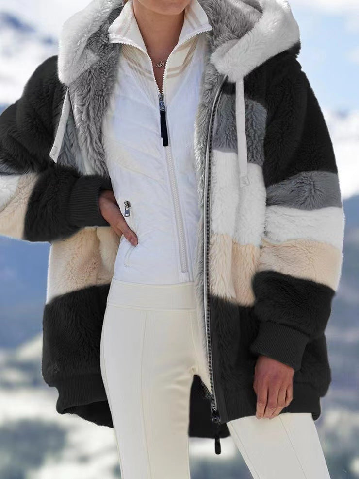 Nanna Poulsen | Fluffy Patchwork Jacket with Hood
