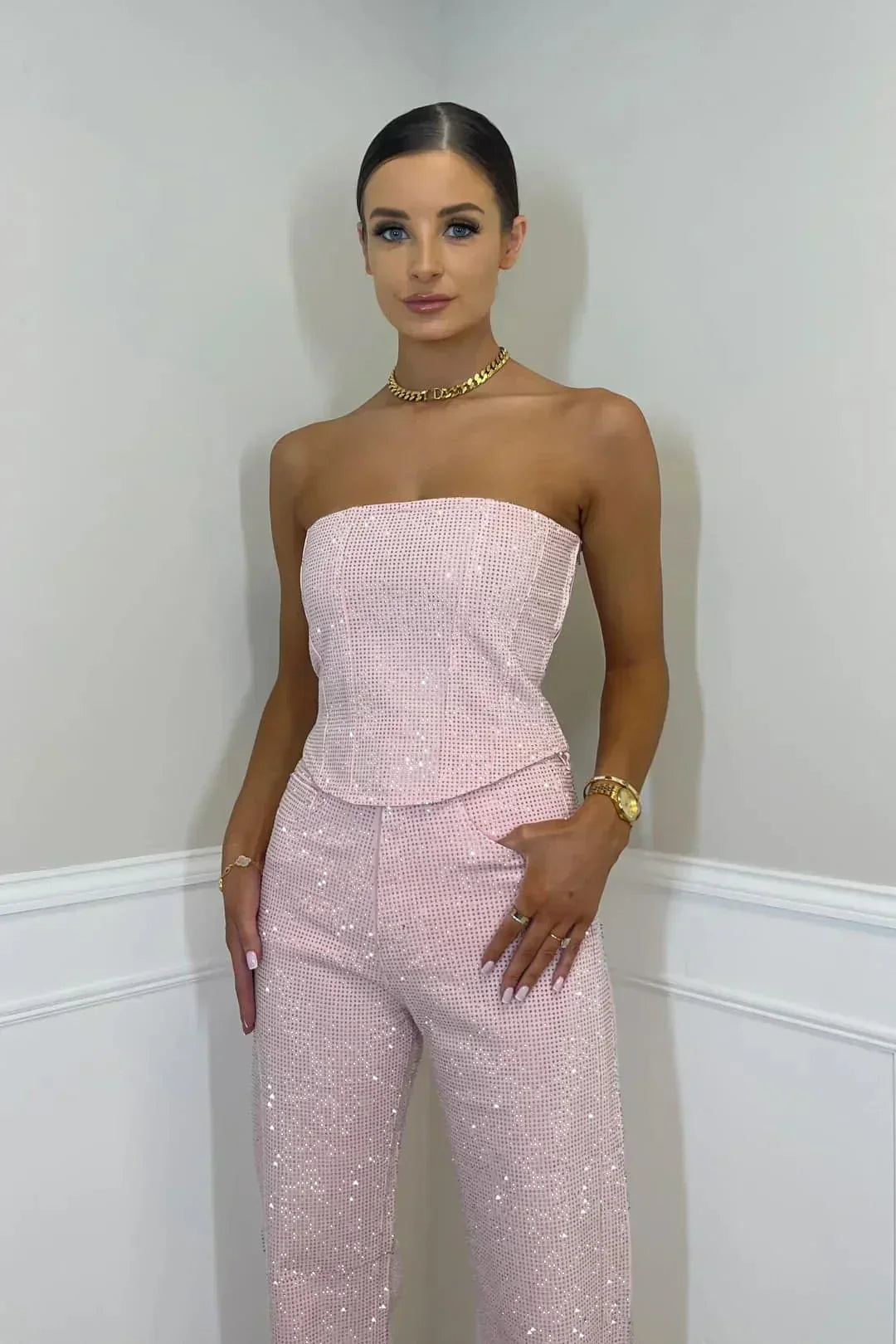 Valeria Santini | Elegant to-delt buksesæt med glimmer