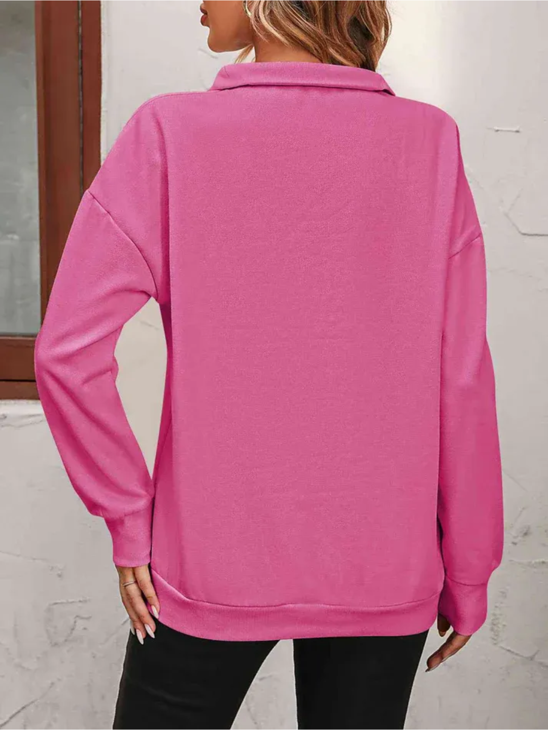 Madeleine Larsson | Sweatshirt med lynlås og hængende skulder til kvinder
