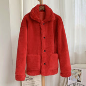 Anna Solberg | Teddy-frakke i pink shearling-look