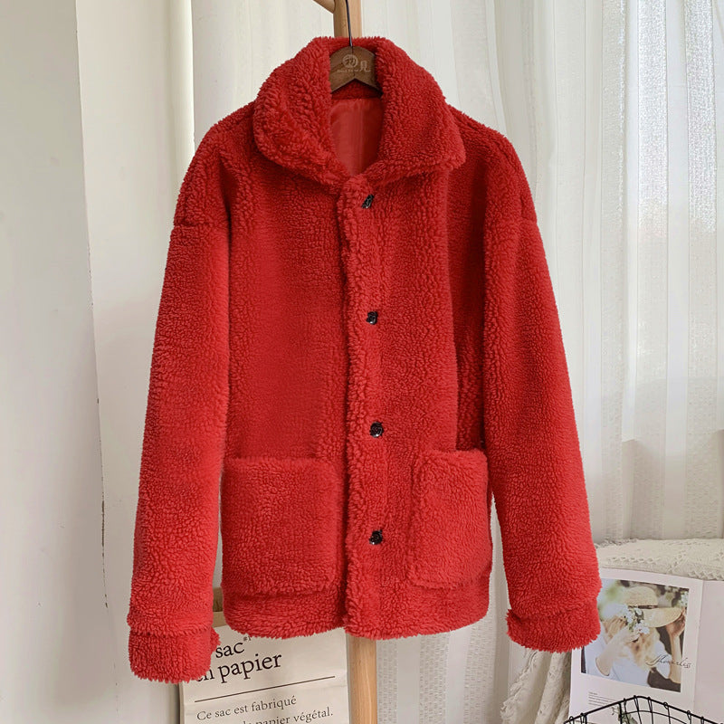 Anna Solberg | Teddy-frakke i pink shearling-look