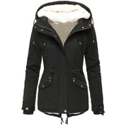 Karen Jensen | Quilted parka jacket with hood in army green