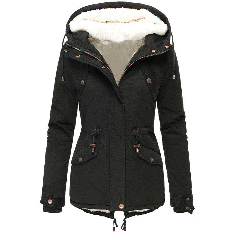 Karen Jensen | Quilted parka jacket with hood in army green
