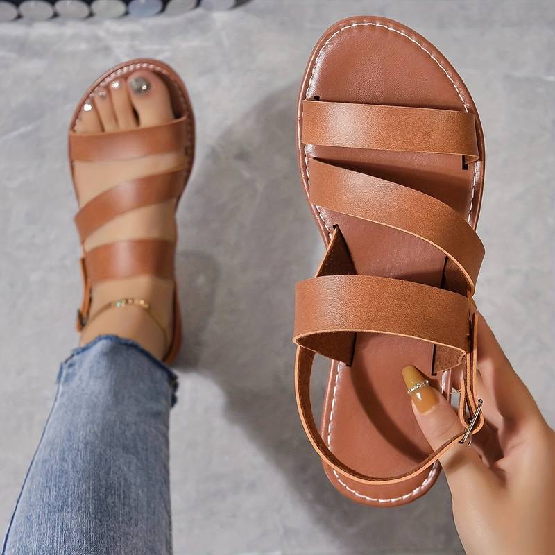 Isabeau Sorensen | Strappy Flat Sandals i sort læder