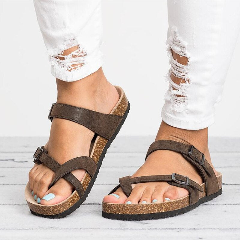 Isabeau Nordström | Komfortable Kork-Sandaler med Sort Læder