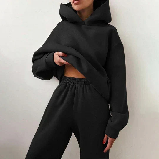 Lena Holst | Cropped Hoodie Set in Black for Women