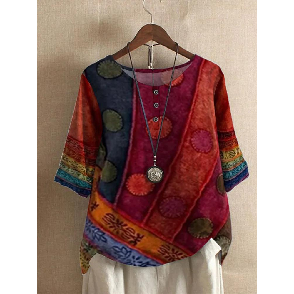 Rosalia Castellani | Boheme Sommertop med farverigt patchwork-design