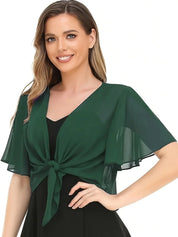 Colette Beaumont | Elegant slå-om bluse med chiffonærmer til kvinder
