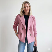 Rosanna Kåre | Dobbeltknappet Blazer med Strikkede Ærmer