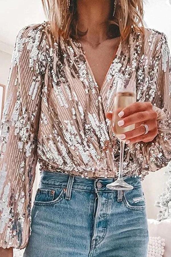 Annika Valkyrie | Glitterbluse med lang ærme til kvinder