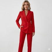 Rosalie Ashenberg | Elegante Outfit-Sæt i Rødt med Dobbeltknappet Blazer