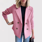 Rosanna Kåre | Dobbeltknappet Blazer med Strikkede Ærmer